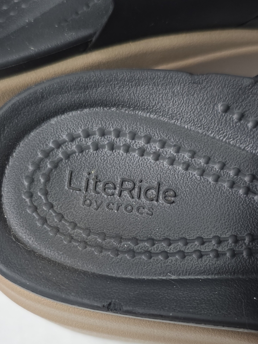 CROCS Black Sandal with Tan Platform Sole - Picture 4 of 4